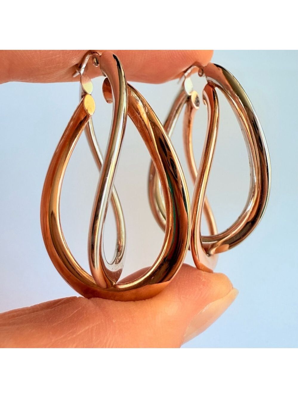 ITAOR 18k Gold Vermeil & Sterling Silver Large 1.7" Creole Hoop Grand Earrings